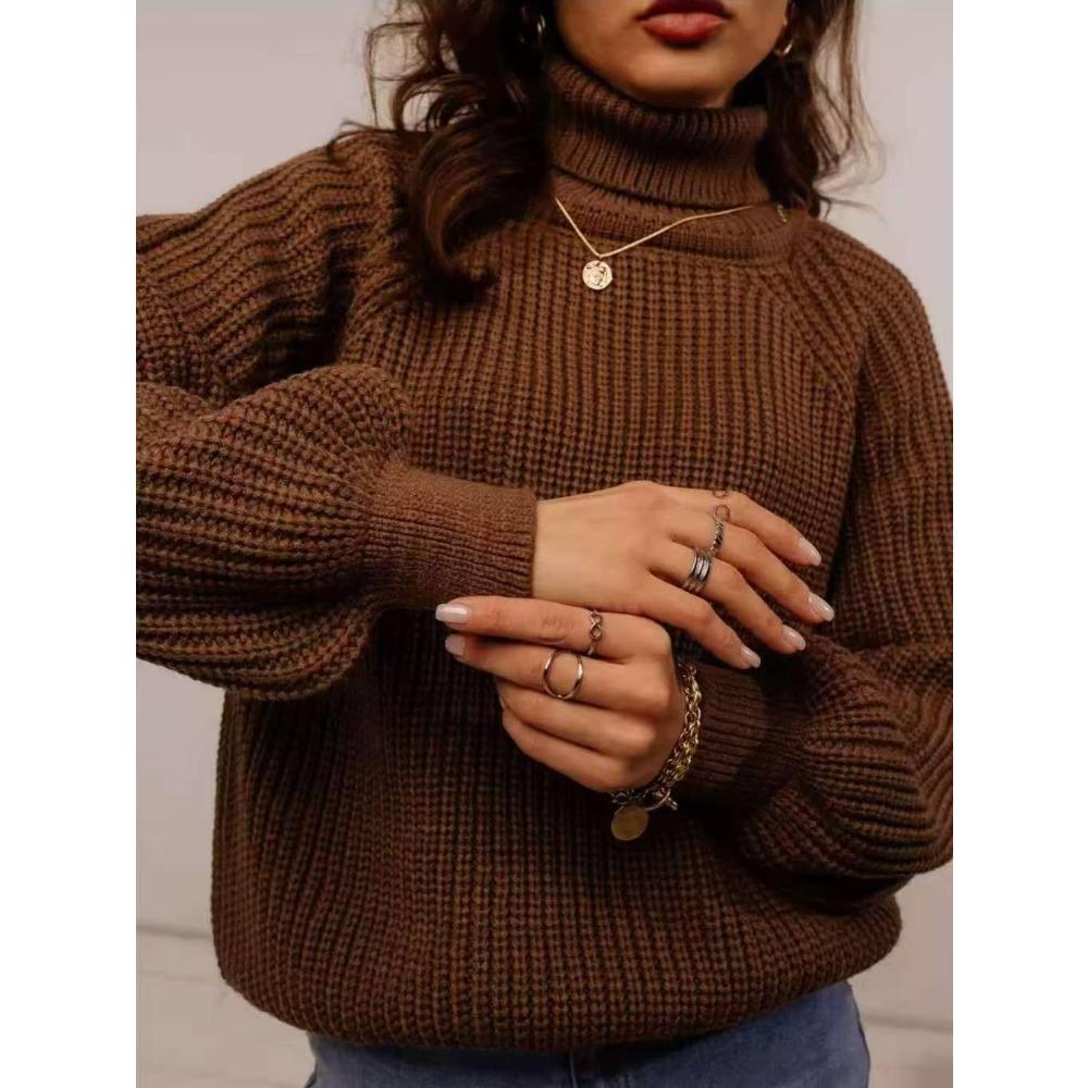 Turtleneck sweater women's knitted loose new turtleneck thickened autumn and winter solid color casual sweater