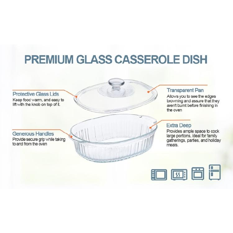 Large Capacity Borosilicate Glass Food Storage Bowl With Covers Excellent For Soups Dessert And Side Dish