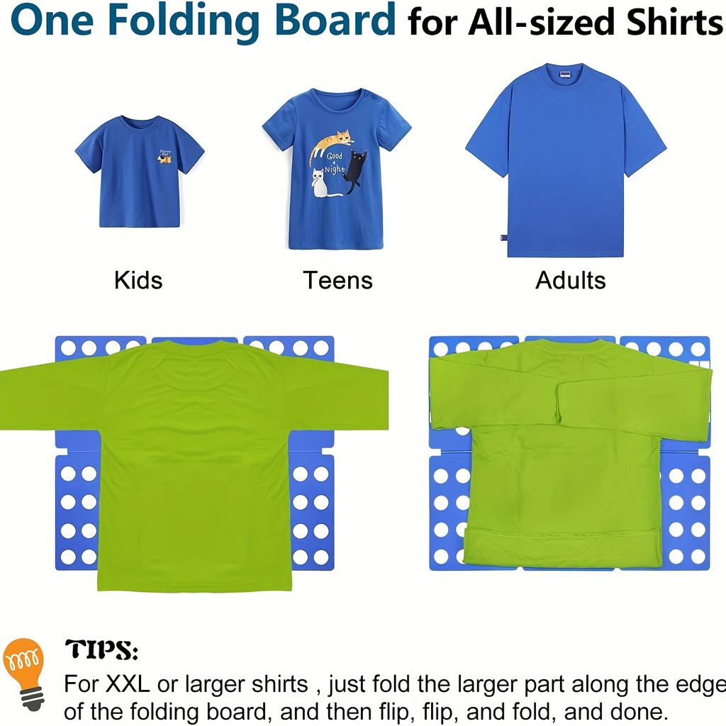 68cm/48cm Plastic Clothes Folding Board Durable Kids Laundry Folder Easy and Fast Shirt Folding Board Home Storage Tool for Kids