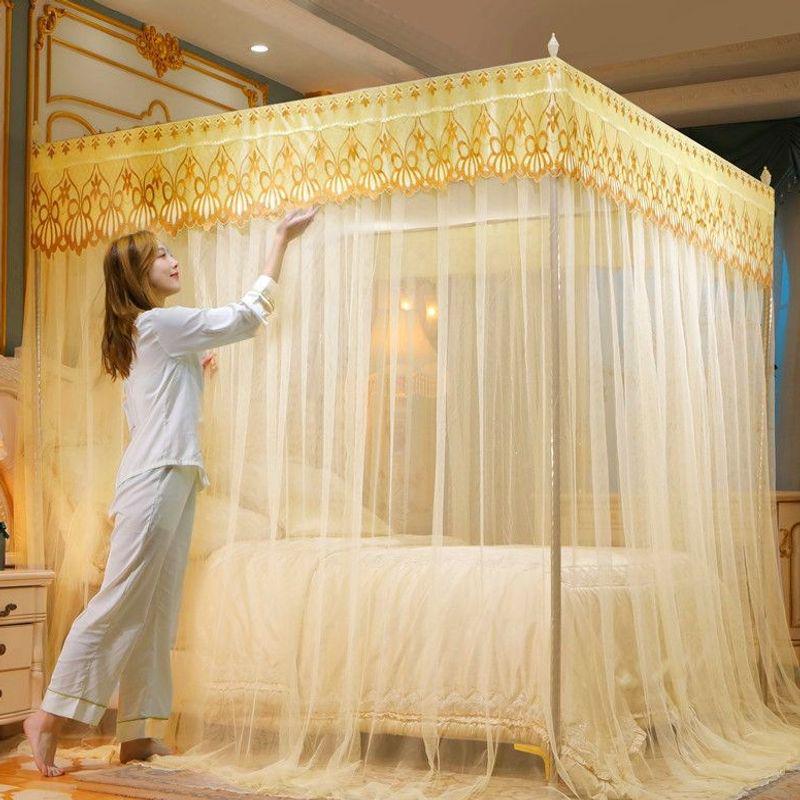 3-Door Thickened Mosquito Net for 1.2m, 1.5m, 1.8m Beds - Princess Palace Design, Floor-Standing, For Home Use.