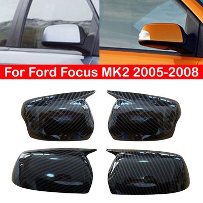 Para Ford Focus MK2 2005-2008 Capa de espelho retrovisor lateral de carro Adesivo de tampa de asa Porta externa Capa de visão traseira Guarnição de fibra de carbono Auto