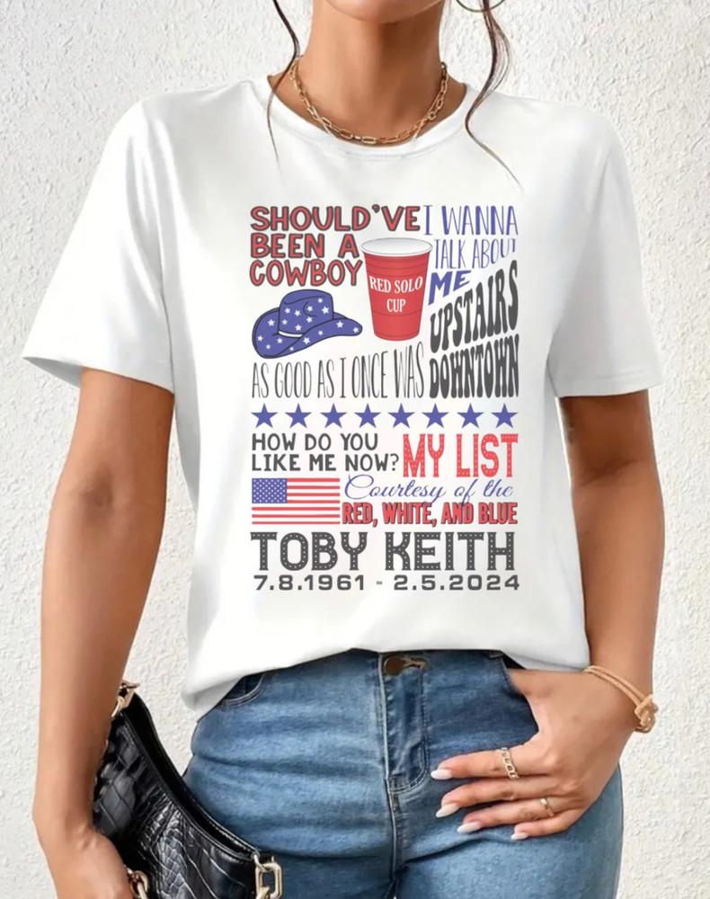 Toby Keith tee list off songs Red White Blue T-Shirt Country Music Unisex T-Shirt XXL