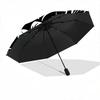 1pc Black and White Floral Pattern Pattern Automatic Umbrella Is Fashionable and Good-Looking, a Portable 3-Fold Umbrella, Suitable for Travel and Dai
