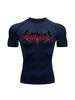 Men's Compression Shirt Quick Dry Black Gym T-Shirt Red Gradient Death Metal Drip Font Print Sportswear