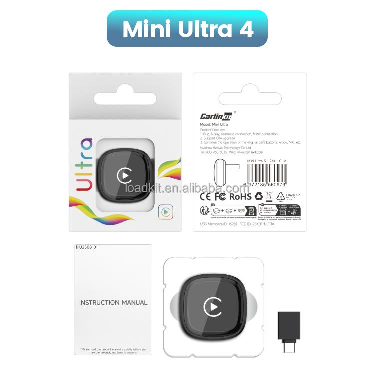 CarlinKit New Arrival Mini Ultra4 Wireless CarPlay Adapter 5Ghz WiFi USB Plug Play Android Auto CarPlay Smart Carplay Dongle