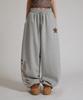 LIKE THE MOST Curved Leopard Star Lettering Sweatpants_Melange