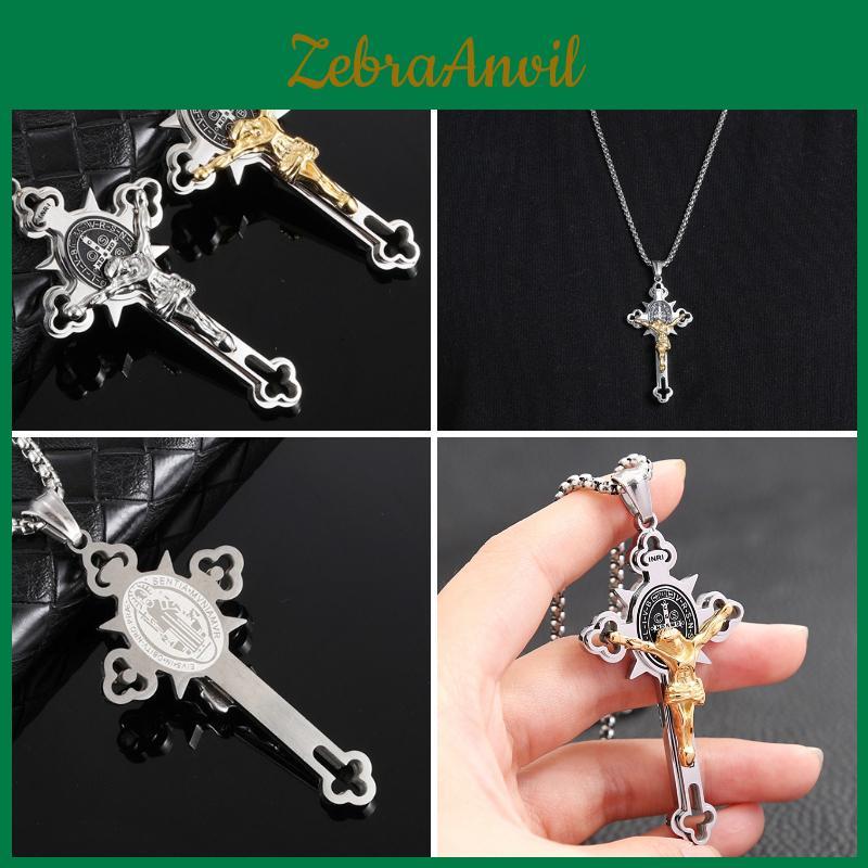 Vintage Stainless Steel Cross Necklace Pendant With Chain