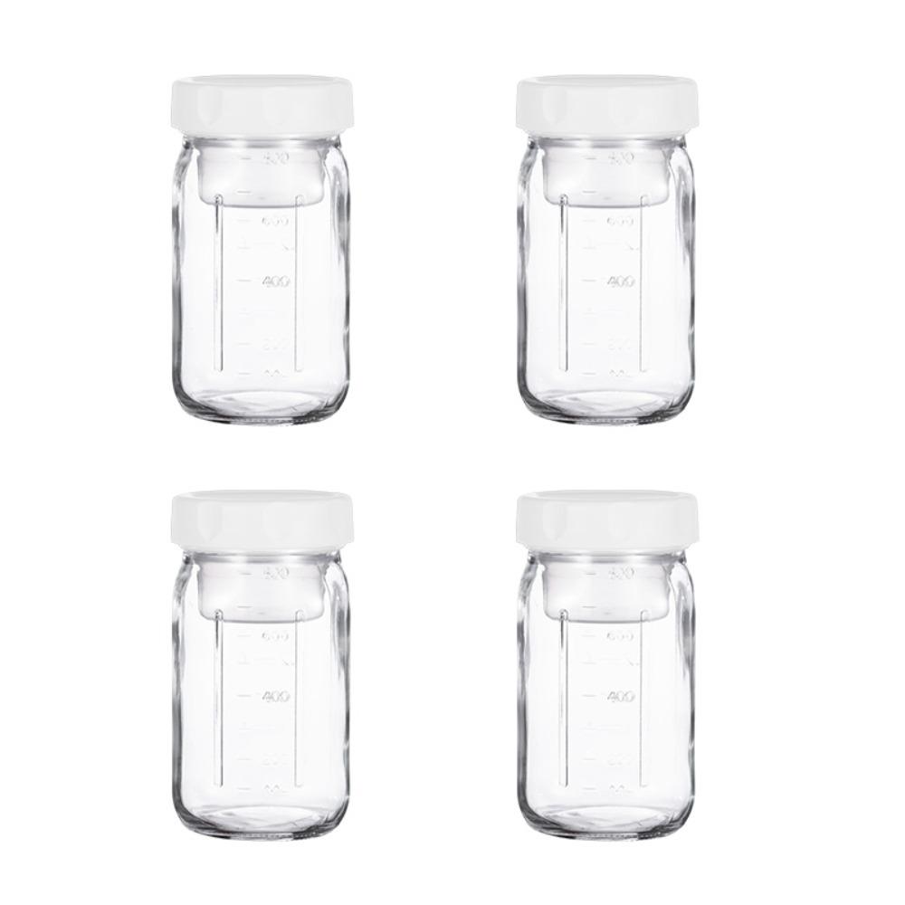 Pacote com 4 Potes de Vidro para Salada de 32 Oz com Recipiente para Molho Embutido e Marcações de Escala Potes Mason Jars Separação Úmido e Seco Copo à Prova de Vazamentos para Aveia