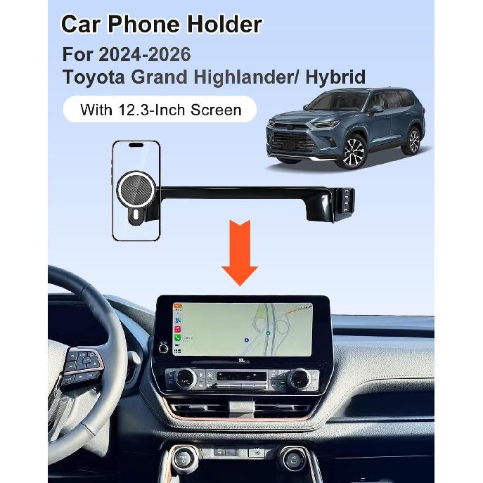 PZK Car Phone Mount for Toyota Grand Highlander 2024-2026 12.3-inch Screen