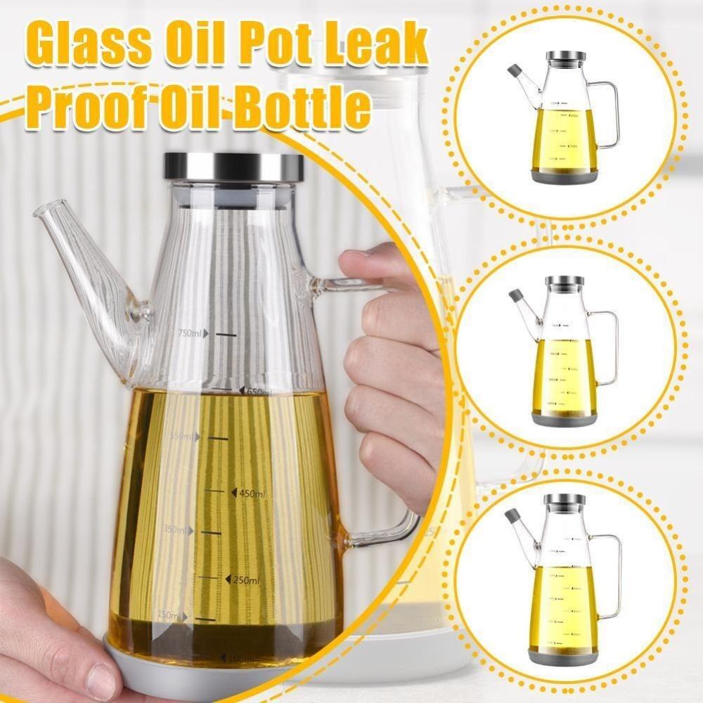 Large Capacity Glass Oil Pot Food-grade Oil Storage Container Oil Dispenser Bottle  Household