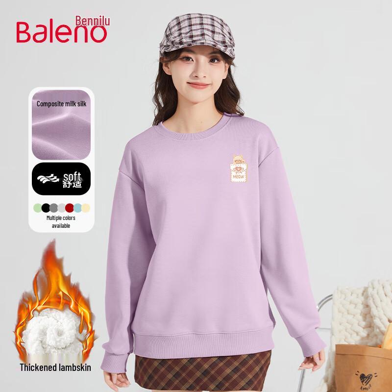 Baleno Damen Milchseide Rundhals-Sweatshirt mit Katze Herz Grafik