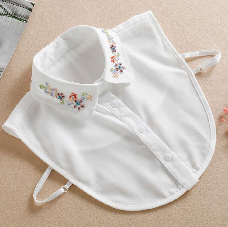 Sequined Womans Detachable Collars White  New Ladies Tie Black False Fake Collar Shirt Women Beading Removable Nep Kraagie