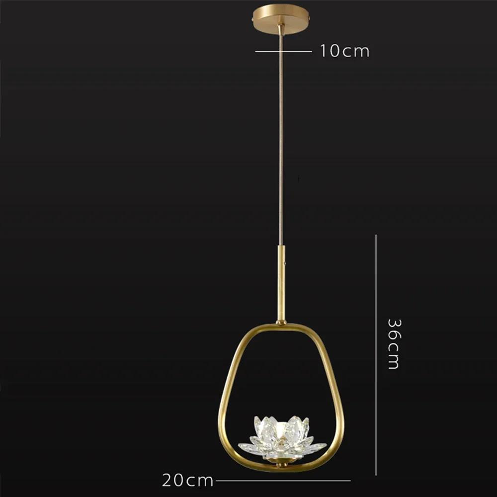Modern Minimalist Luxurious Pendant Lamp Zen Crystal Lotus Light Creative Single Head Balcony Bedroom Bedside Led  Home Decor