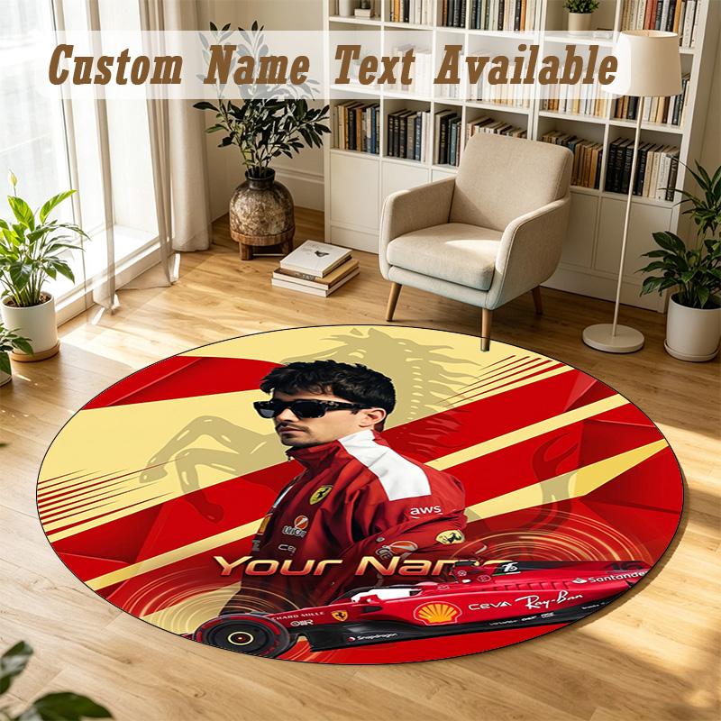 Round Rug Custom NameCharles Leclerc Pattern Non Slip Carpet Home Floor Decor