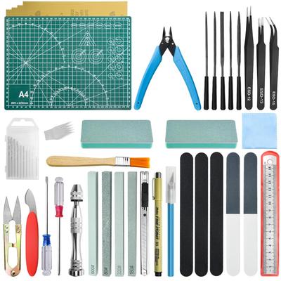 WMYCONGCONG Plastic Model Tool Steel Polishing A4 Cutting Utility Craft Tools for Plastic and Kit, 42-piece Kit Thin-blade Nippers, Modeler's Knife,