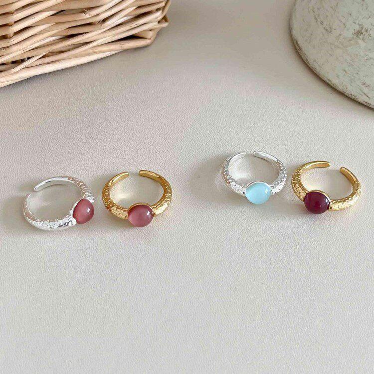 Light Luxury French Retro Resin Open Ring for Women - Elegant Index Finger Accessory with High-End Design.