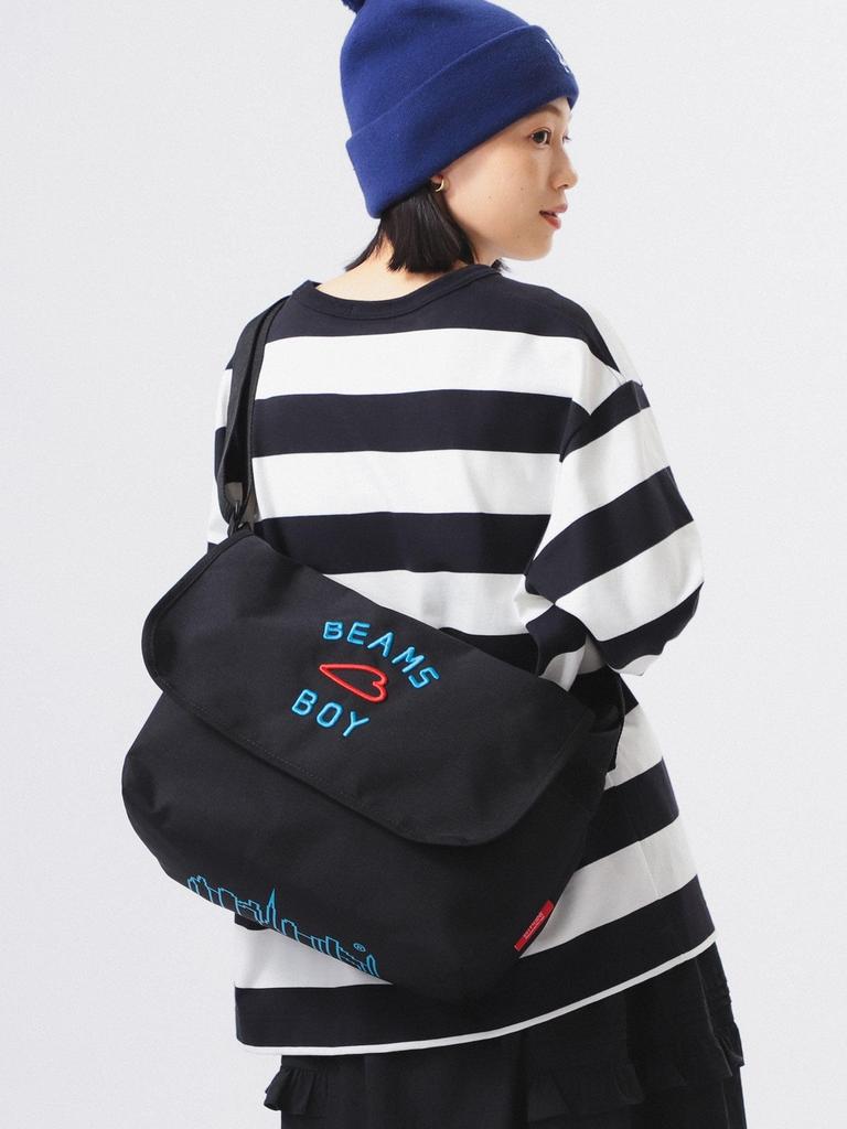 Beams Boy Manhattan Portage Canvas Bag MP1607-PL-S-3EMB-BMB Women's Black Free Size (13610184094)