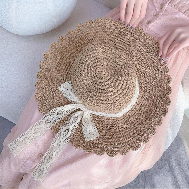 Summer new seaside photo big brim fisherman hat colorful dopamine foldable woven sunshade straw hat women