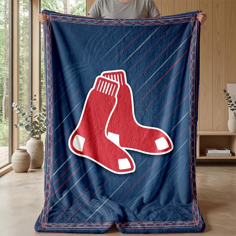 Boston Red Sox Flannel Fleece Blanket Cozy Warm Throw Blanket For Couch Bed Travel All Season Use