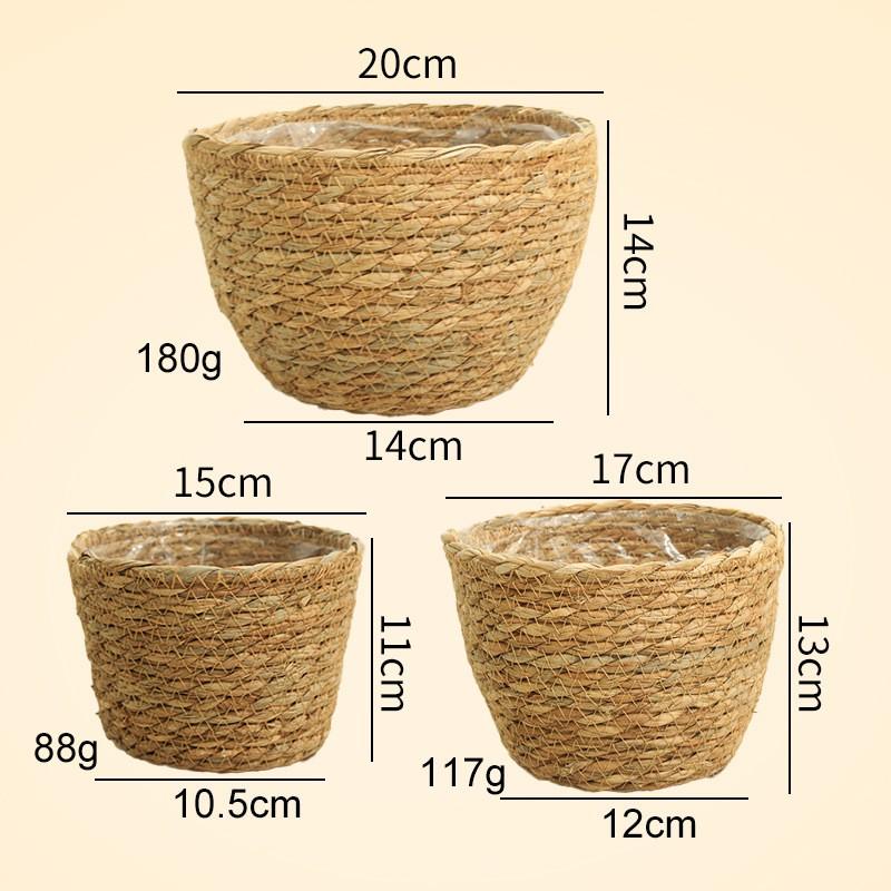 Handwoven Natural Grass Flower Basket Set Home Decor Plant Pot Cover Gift Storage 3 Sizes