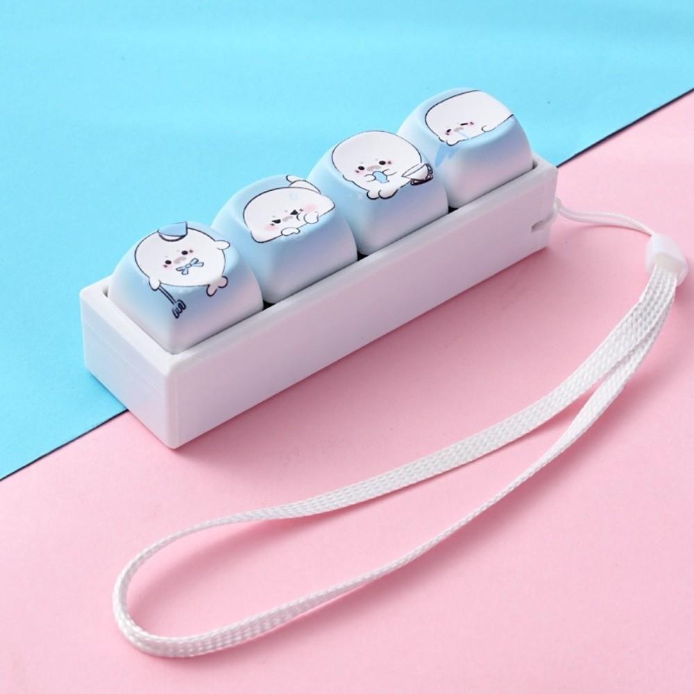Cute Cat Keycap Fidget Keychain Mini Keycap Finger Button Press Toy Keychain Gift for Adults