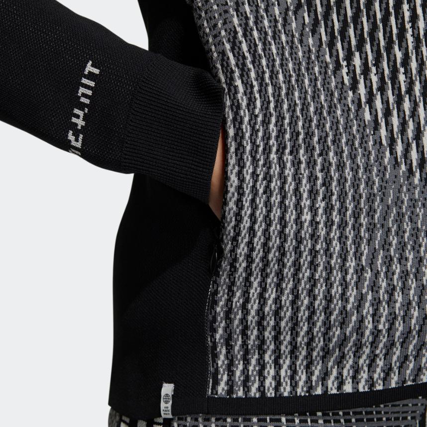 Adidas FW22 Color Block Striped Hooded Long Sleeve Jacket Women Jackets Black HG1676