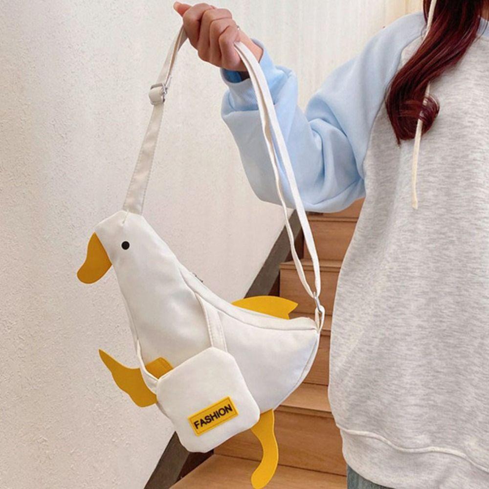 Leinwand Lustige Ente Umhängetasche Koreanischer Stil Cartoon Brusttasche Kreative Enten Schultertasche Schule
