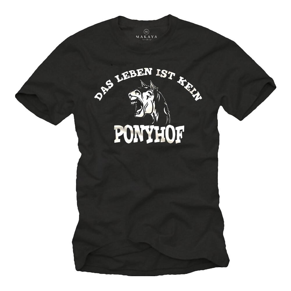 26 Funny Fun T-Shirts Print LIFE IS NOT A PONYYARD Saying Black Mens- Unisex T-Shirt L