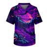 Men's Short Sleeve V-Neck Halloween Print Chest Pocket Care Top