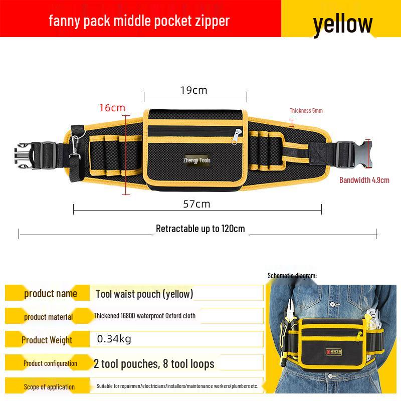 Portable Electrician Tool Belt: Sturdy, Multifunctional Waist Pouch for Construction Site Storage
