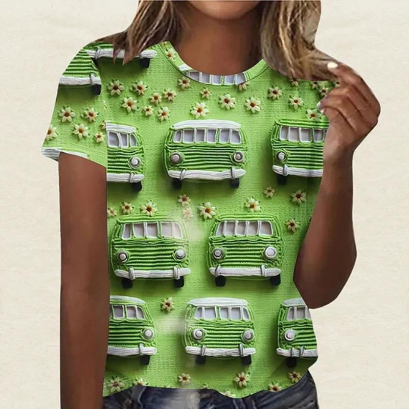 Summer Round Neck 3D St. Patrick's Day Print Top Fashionable Casual Short Sleeved Women's T-shirts