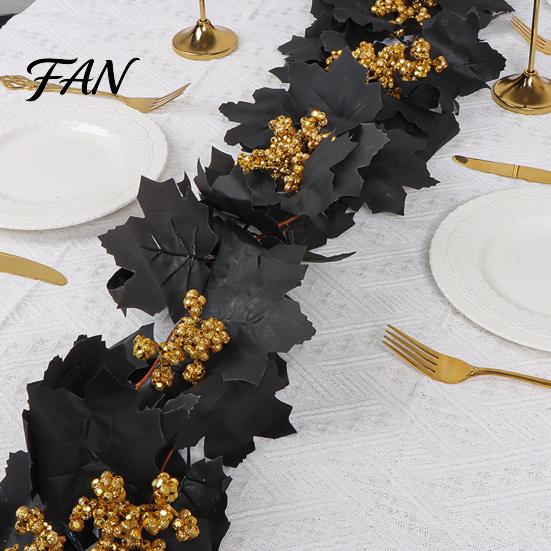 Fall Seasonal Decorations Halloween Artificial Maple Leaf Vine Decor, Wall Hanging Garland Indoor Outdoor for Party Scene, Spooky Thanksgiving