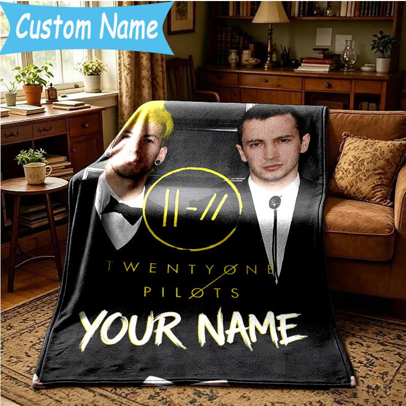 Custom Name Twenty One Pilots Music Evolution Blanket Bedding Blanket for Women Men, Soft Throw Blankets for Couch,Bed, picnic, Christmas gifts