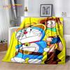 Coperta morbida in peluche cartone animato anime Doraemon, coperta in flanella per soggiorno camera da letto letto divano picnic, copertura calda per bambini