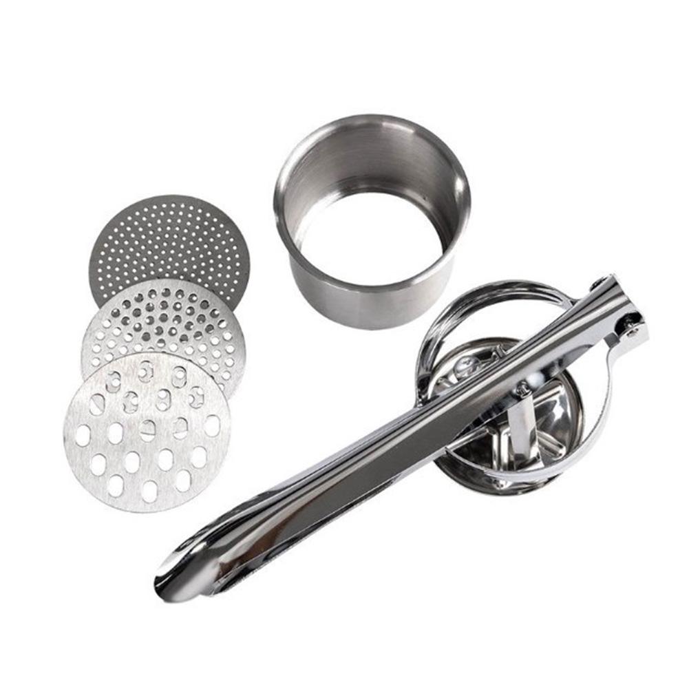 Stainless Steel Potato Ricer And Masher For Potatoes Fruits Yams Squash Baby Food With 3 Interchangeable Fineness Discs