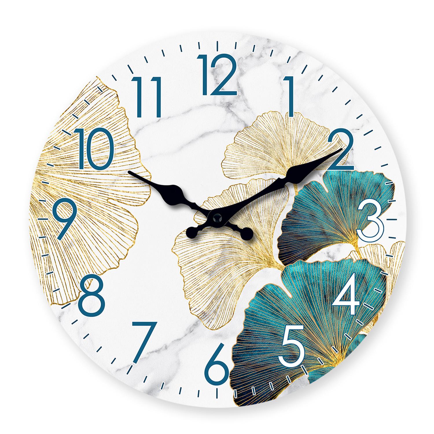 Up-to-date High-Quality Stylish High-Quality Ginkgo High-Quality Leaf High-Quality Pattern High-Quality Wooden High-Quality Wall High-Quality Clock (as the picture,10 Inch)
