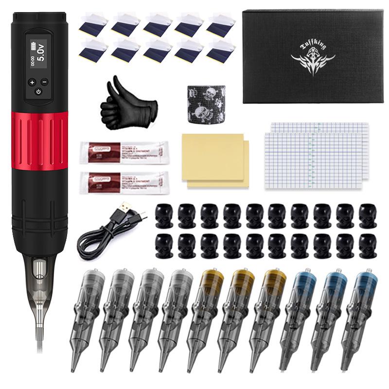 Beginner Wireless Tattoo Machine Kit with LED Display and Battery-Powered Pen