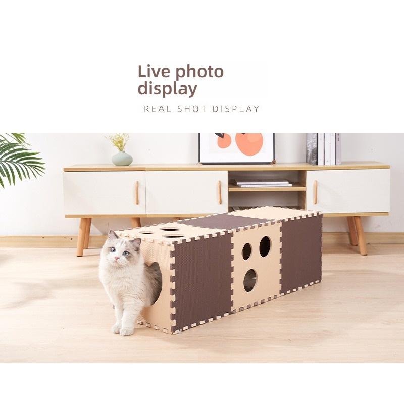 Assembleable Cat Tunnel Bed Multifunctional Pet Toy Foldable Rest House Interactive Play Tunnel for Kitten