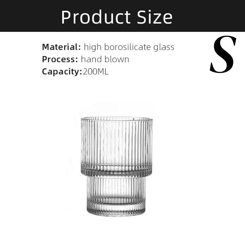 200/300/400ml Stripe Glass Coffee Cups Simple Transparent Water Cup Mug Household Party Bar Juice Milk Whiskey Juice Glassware