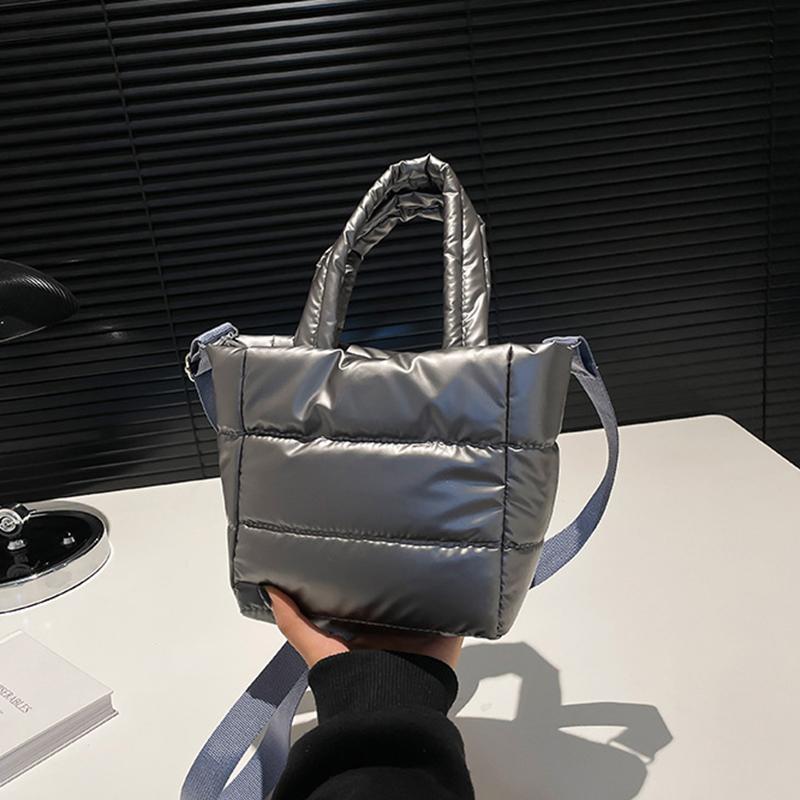 Yogodlns Woman Puffy Lightweight Handbag Large Capacity Quilted Shoulder Bag Adjustable Strap Puffer Tote Handbag Shopping Bag