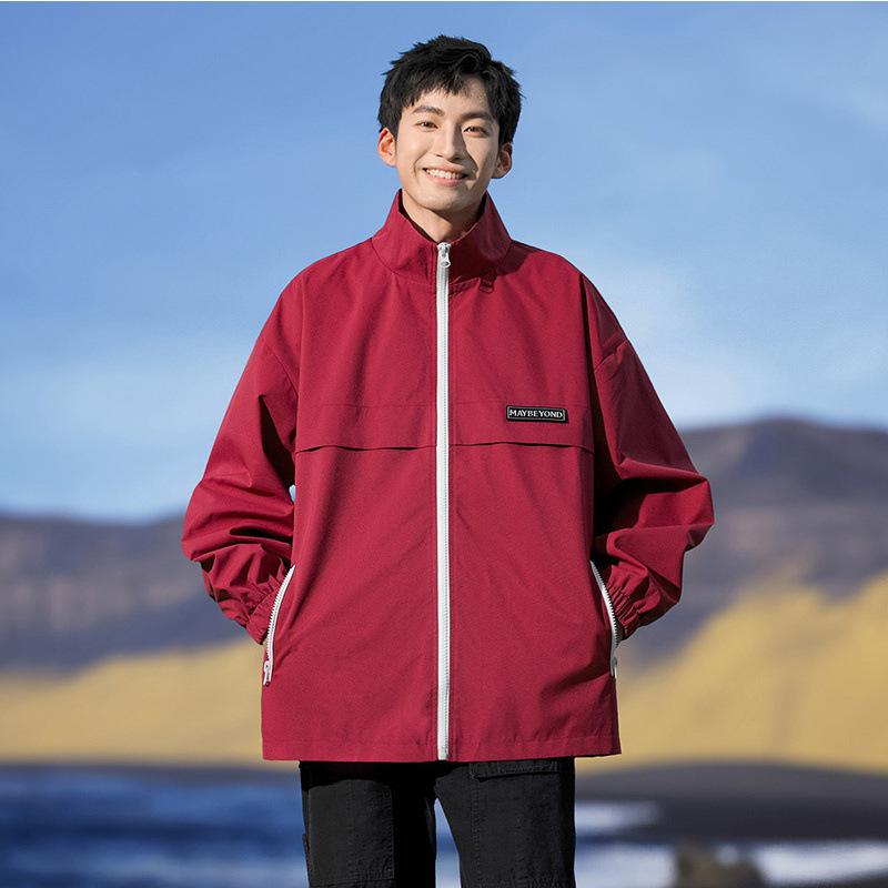 Outdoor Waterproof Stand-up Collar Jacket for Men's Spring and Autumn New American Windproof Mountaineering Jacket for Teenagers
