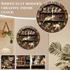 Flat Modern Creative Theme Clock, Retro European Living Room Wooden Wall Clock