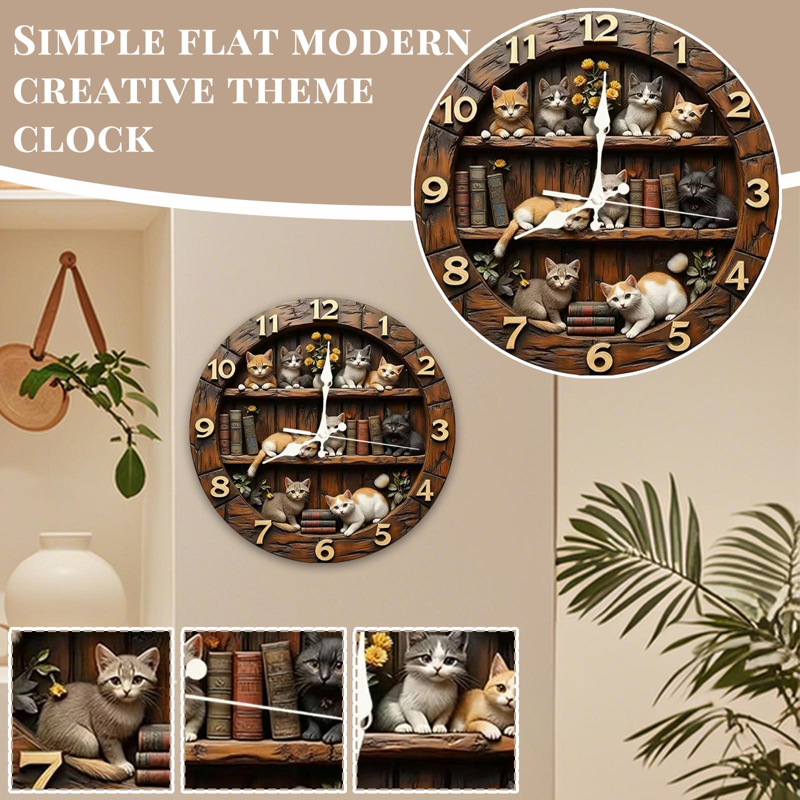 

Плоские Современные Креативные Тематические Часы, Ретро Европейские Деревянные Настенные Часы для Гостиной One Size