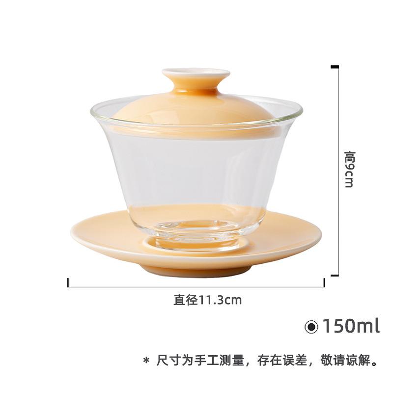 

150ml Transparent Glass Three-talent Gaiwan Vintage Tea Tureen Tea Bowl With Lid Kit Maker Cover Bowl Kung Fu Set Gift