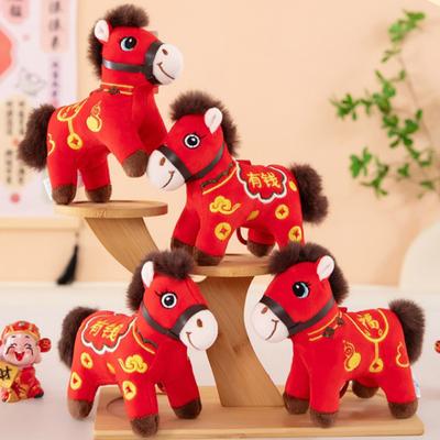 Plüschpferd Puppe Spielzeug Chinesisches Jahr des Pferdes Statue Plüsch Tierkreis Pferd Ornament Glücksbringer Feng Shui Dekoration für Erwachsene Kinder Freund Familie