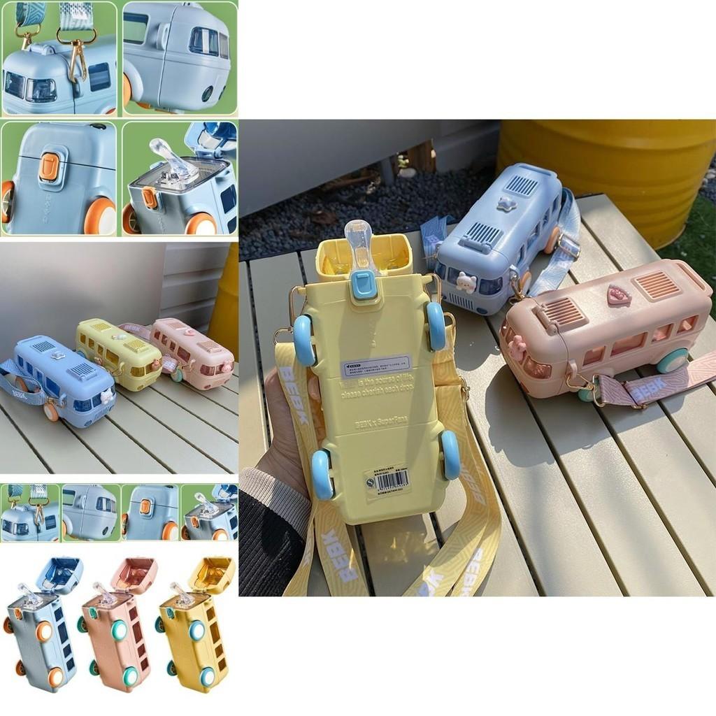 Creative Tritan Material Baby Bus Water Bottle With Cute Straw For Student And Kindergarten Kids