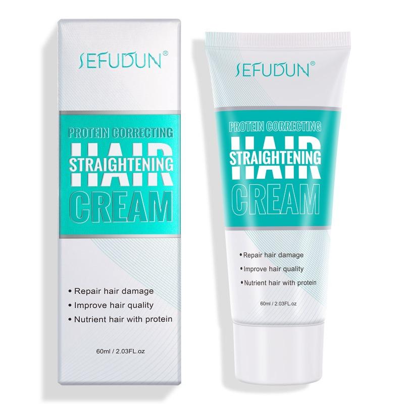 Keratin Hair Straightening Cream 60ml Silk & Gloss Hair Straightening Cream Faster Smoothing Curly Hair Care Protein Correction
