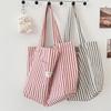 Vintage Striped Women's Shoulder Bags Large Capacity Female Reusable Shopping Bag Canvas School Girls Book Tote Handbags