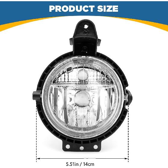 TOPUS Pair Fog Lights for 2007-2015 Mini Cooper R55 R56 R57 R58 R59 Mini Clubman 2006-2013 Front Bumper Fog Lamp W/O bulbs Left & Right Side Clear