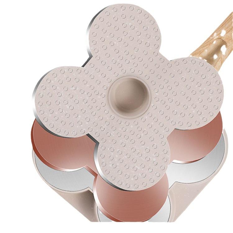 Carefully Crafted Maifan Stone Non-Stick 4-Hole Egg & Burger Frying Pan for Breakfast